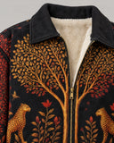 Wildwood Leopard fur-lined zip-up jacket – print and fleece close-up