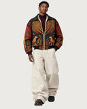 Wildwood Leopard fur-lined zip-up jacket – styled with burgundy knit and ecru trousers